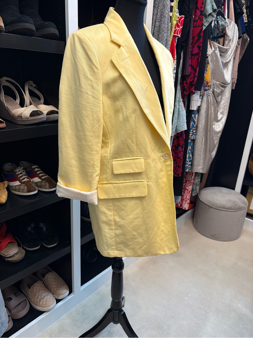 Banana Republic Oversized Pale Yellow Linen Blend Blazer - Picture 4 of 12